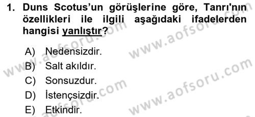 Ortaçağ Felsefesi 1 Dersi 2020 - 2021 Yılı Yaz Okulu Sınav Soruları 1. Soru