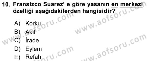 Ortaçağ Felsefesi 1 Dersi 2020 - 2021 Yılı Yaz Okulu Sınav Soruları 10. Soru