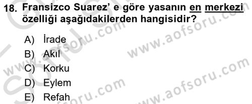 Ortaçağ Felsefesi 1 Dersi 2021 - 2022 Yılı (Final) Dönem Sonu Sınav Soruları 18. Soru