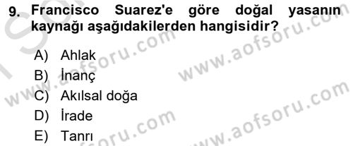 Ortaçağ Felsefesi 1 Dersi 2022 - 2023 Yılı (Final) Dönem Sonu Sınav Soruları 9. Soru
