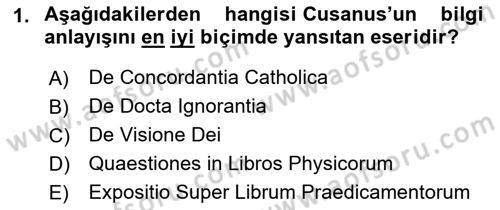 Ortaçağ Felsefesi 1 Dersi 2022 - 2023 Yılı Yaz Okulu Sınav Soruları 1. Soru