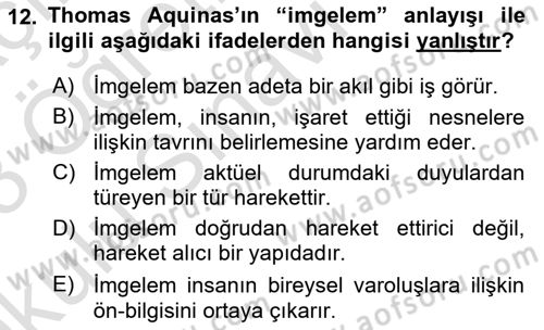 Ortaçağ Felsefesi 1 Dersi 2022 - 2023 Yılı Yaz Okulu Sınav Soruları 12. Soru