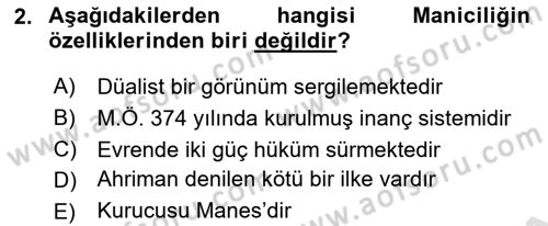 Ortaçağ Felsefesi 1 Dersi 2022 - 2023 Yılı Yaz Okulu Sınav Soruları 2. Soru