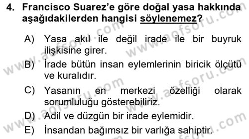 Ortaçağ Felsefesi 1 Dersi 2022 - 2023 Yılı Yaz Okulu Sınav Soruları 4. Soru