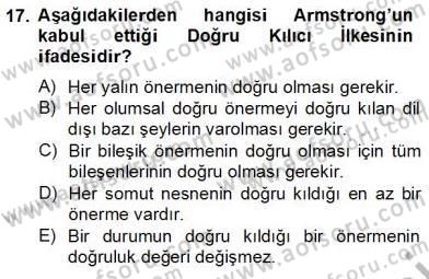 Ortaçağ Felsefesi 2 Dersi 2012 - 2013 Yılı (Final) Dönem Sonu Sınav Soruları 17. Soru