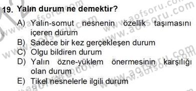 Ortaçağ Felsefesi 2 Dersi 2012 - 2013 Yılı (Final) Dönem Sonu Sınav Soruları 19. Soru