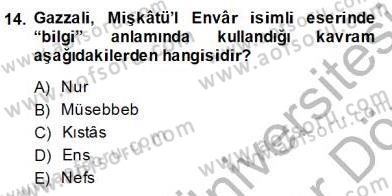 Ortaçağ Felsefesi 2 Dersi 2013 - 2014 Yılı (Final) Dönem Sonu Sınav Soruları 14. Soru