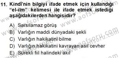 Ortaçağ Felsefesi 2 Dersi 2014 - 2015 Yılı (Vize) Ara Sınav Soruları 11. Soru