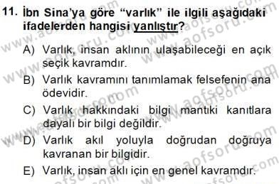 Ortaçağ Felsefesi 2 Dersi 2014 - 2015 Yılı (Final) Dönem Sonu Sınav Soruları 11. Soru