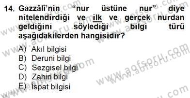 Ortaçağ Felsefesi 2 Dersi 2014 - 2015 Yılı (Final) Dönem Sonu Sınav Soruları 14. Soru