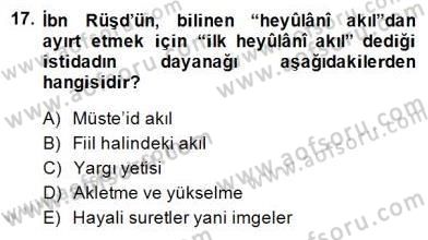 Ortaçağ Felsefesi 2 Dersi 2014 - 2015 Yılı (Final) Dönem Sonu Sınav Soruları 17. Soru
