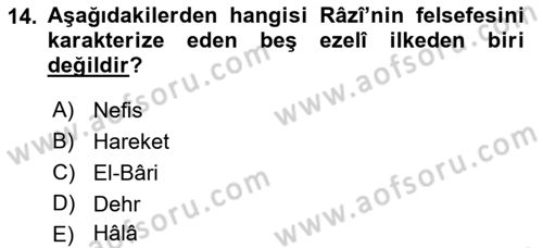 Ortaçağ Felsefesi 2 Dersi 2015 - 2016 Yılı (Vize) Ara Sınav Soruları 14. Soru