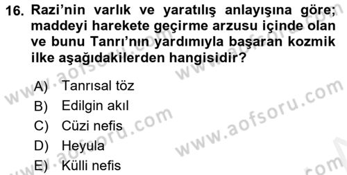 Ortaçağ Felsefesi 2 Dersi 2015 - 2016 Yılı (Vize) Ara Sınav Soruları 16. Soru