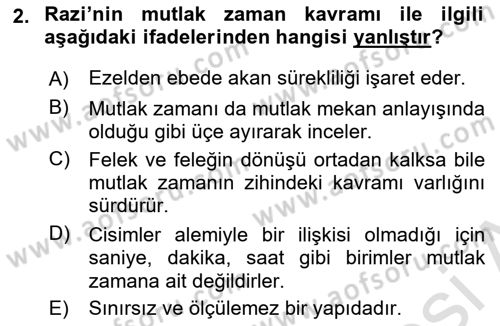 Ortaçağ Felsefesi 2 Dersi 2015 - 2016 Yılı (Final) Dönem Sonu Sınav Soruları 2. Soru