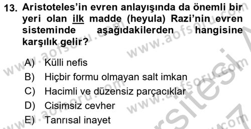 Ortaçağ Felsefesi 2 Dersi 2016 - 2017 Yılı (Vize) Ara Sınav Soruları 13. Soru