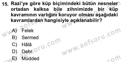 Ortaçağ Felsefesi 2 Dersi 2016 - 2017 Yılı (Vize) Ara Sınav Soruları 15. Soru