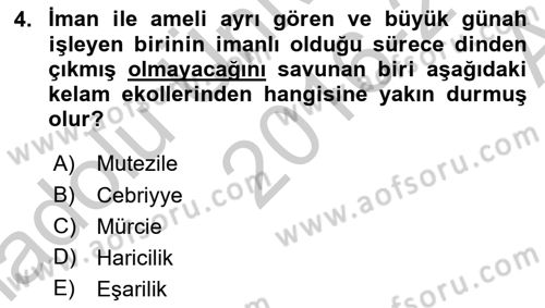 Ortaçağ Felsefesi 2 Dersi 2016 - 2017 Yılı (Vize) Ara Sınav Soruları 4. Soru