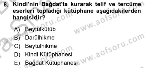 Ortaçağ Felsefesi 2 Dersi 2016 - 2017 Yılı (Vize) Ara Sınav Soruları 8. Soru