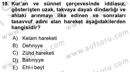 Ortaçağ Felsefesi 2 Dersi 2016 - 2017 Yılı (Final) Dönem Sonu Sınav Soruları 19. Soru