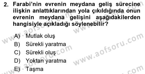 Ortaçağ Felsefesi 2 Dersi 2016 - 2017 Yılı (Final) Dönem Sonu Sınav Soruları 2. Soru