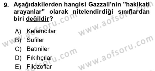 Ortaçağ Felsefesi 2 Dersi 2016 - 2017 Yılı (Final) Dönem Sonu Sınav Soruları 9. Soru