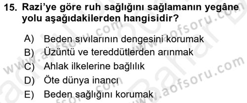 Ortaçağ Felsefesi 2 Dersi 2017 - 2018 Yılı (Vize) Ara Sınav Soruları 15. Soru