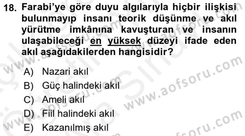 Ortaçağ Felsefesi 2 Dersi 2017 - 2018 Yılı (Vize) Ara Sınav Soruları 18. Soru