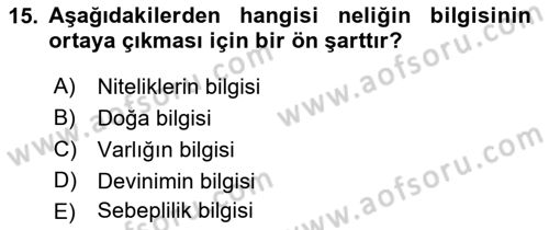 Ortaçağ Felsefesi 2 Dersi 2017 - 2018 Yılı (Final) Dönem Sonu Sınav Soruları 15. Soru