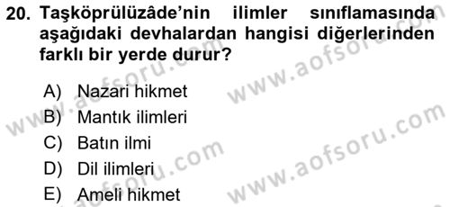 Ortaçağ Felsefesi 2 Dersi 2017 - 2018 Yılı (Final) Dönem Sonu Sınav Soruları 20. Soru