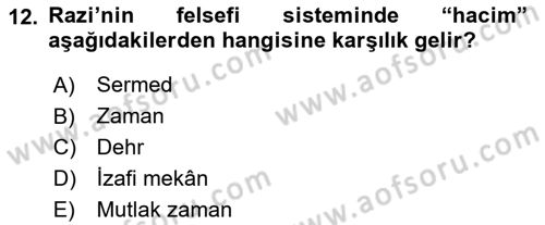 Ortaçağ Felsefesi 2 Dersi 2018 - 2019 Yılı (Vize) Ara Sınav Soruları 12. Soru