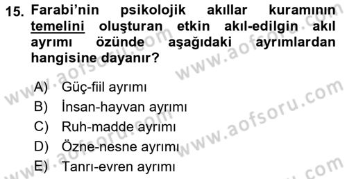 Ortaçağ Felsefesi 2 Dersi 2018 - 2019 Yılı (Vize) Ara Sınav Soruları 15. Soru