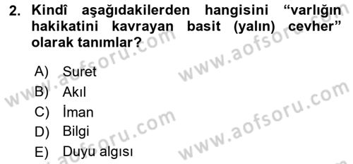 Ortaçağ Felsefesi 2 Dersi 2018 - 2019 Yılı (Vize) Ara Sınav Soruları 2. Soru