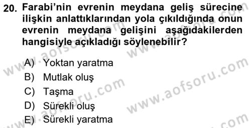 Ortaçağ Felsefesi 2 Dersi 2018 - 2019 Yılı (Vize) Ara Sınav Soruları 20. Soru