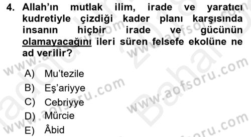 Ortaçağ Felsefesi 2 Dersi 2018 - 2019 Yılı (Vize) Ara Sınav Soruları 4. Soru