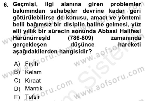 Ortaçağ Felsefesi 2 Dersi 2018 - 2019 Yılı (Vize) Ara Sınav Soruları 6. Soru