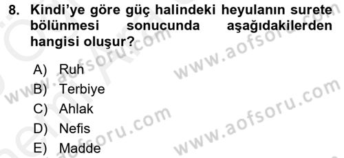 Ortaçağ Felsefesi 2 Dersi 2018 - 2019 Yılı (Vize) Ara Sınav Soruları 8. Soru