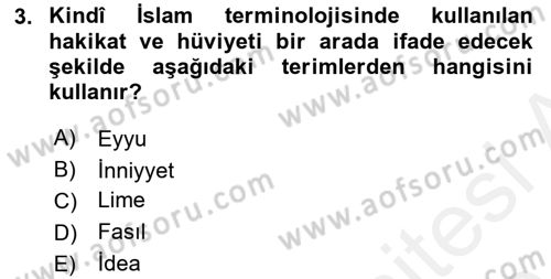 Ortaçağ Felsefesi 2 Dersi 2018 - 2019 Yılı (Final) Dönem Sonu Sınav Soruları 3. Soru