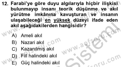 Ortaçağ Felsefesi 2 Dersi 2018 - 2019 Yılı Yaz Okulu Sınav Soruları 12. Soru