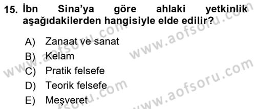 Ortaçağ Felsefesi 2 Dersi 2018 - 2019 Yılı Yaz Okulu Sınav Soruları 15. Soru