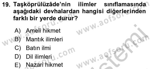 Ortaçağ Felsefesi 2 Dersi 2018 - 2019 Yılı Yaz Okulu Sınav Soruları 19. Soru
