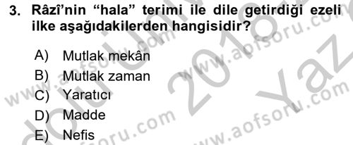 Ortaçağ Felsefesi 2 Dersi 2018 - 2019 Yılı Yaz Okulu Sınav Soruları 3. Soru