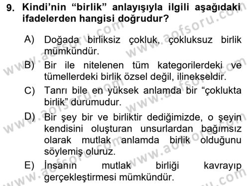 Ortaçağ Felsefesi 2 Dersi 2018 - 2019 Yılı Yaz Okulu Sınav Soruları 9. Soru