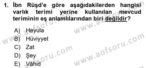 Ortaçağ Felsefesi 2 Dersi 2020 - 2021 Yılı Yaz Okulu Sınav Soruları 1. Soru