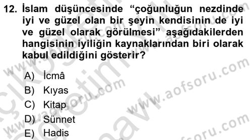 Ortaçağ Felsefesi 2 Dersi 2020 - 2021 Yılı Yaz Okulu Sınav Soruları 12. Soru