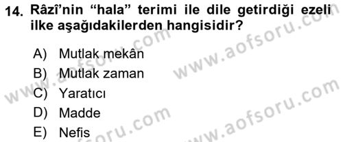 Ortaçağ Felsefesi 2 Dersi 2020 - 2021 Yılı Yaz Okulu Sınav Soruları 14. Soru