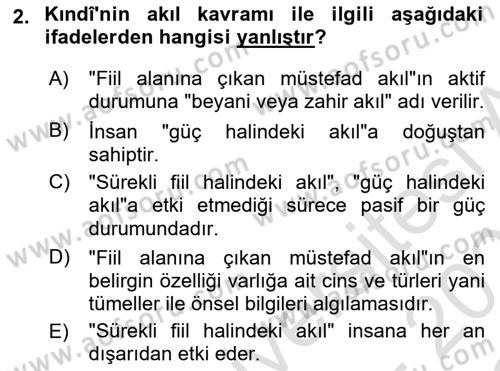 Ortaçağ Felsefesi 2 Dersi 2020 - 2021 Yılı Yaz Okulu Sınav Soruları 2. Soru