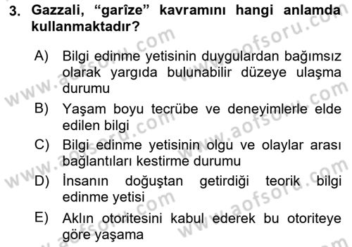 Ortaçağ Felsefesi 2 Dersi 2020 - 2021 Yılı Yaz Okulu Sınav Soruları 3. Soru