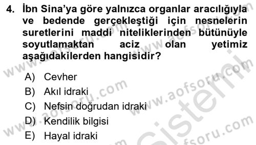 Ortaçağ Felsefesi 2 Dersi 2020 - 2021 Yılı Yaz Okulu Sınav Soruları 4. Soru