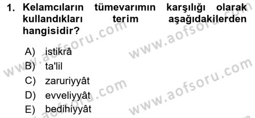 Ortaçağ Felsefesi 2 Dersi 2021 - 2022 Yılı (Vize) Ara Sınav Soruları 1. Soru