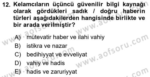 Ortaçağ Felsefesi 2 Dersi 2021 - 2022 Yılı (Vize) Ara Sınav Soruları 12. Soru